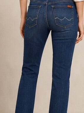 7 For All Mankind Straight Leg Jeans Women's Dark Wash Stretch Denim Classic